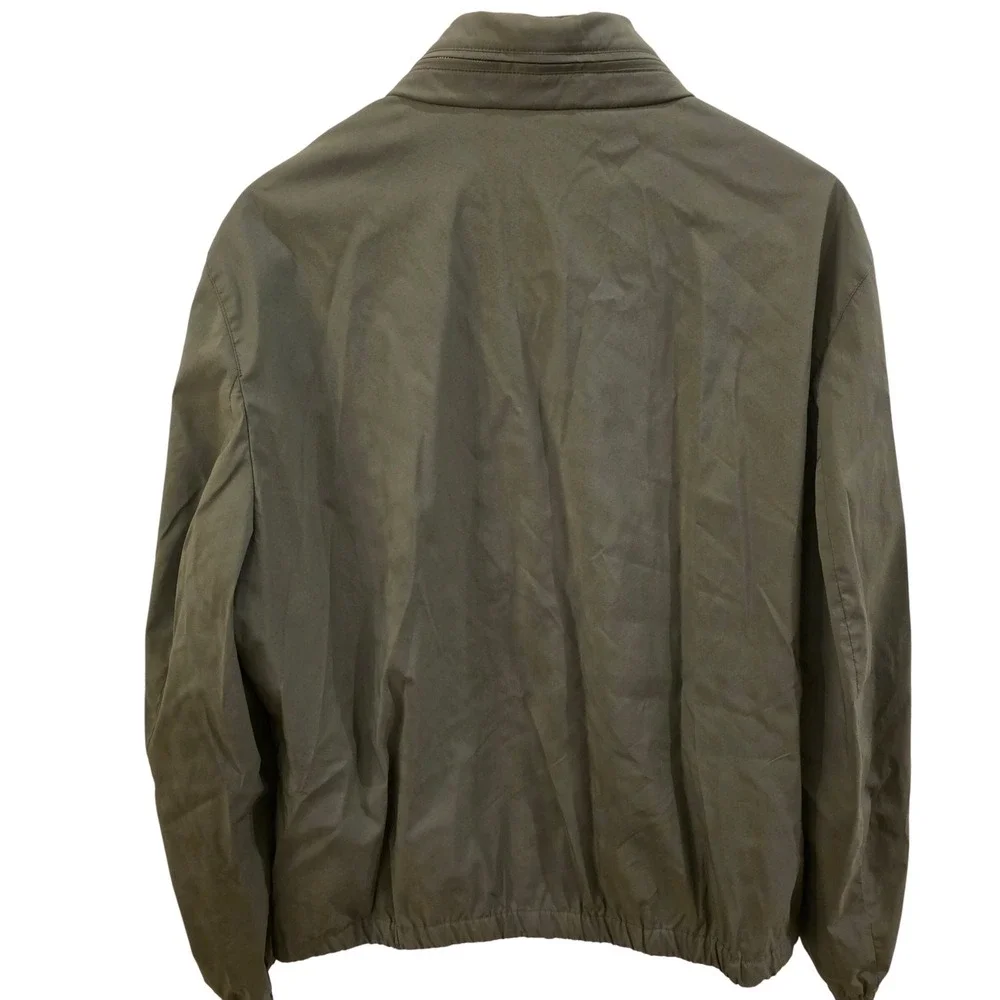 CARDINAL OF CANADA L Olive Wool Silk Zip Jacket Quiet Luxury Normcore Minimalist